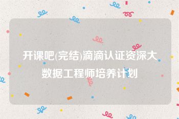 开课吧(完结)滴滴认证资深大数据工程师培养计划