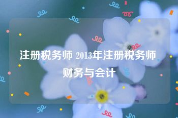 注册税务师 2013年注册税务师 财务与会计