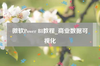 微软Power BI教程_商业数据可视化