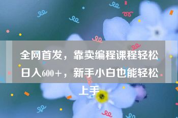 全网首发，靠卖编程课程轻松日入600+，新手小白也能轻松上手