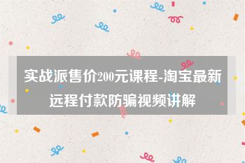 实战派售价200元课程-淘宝最新远程付款防骗视频讲解