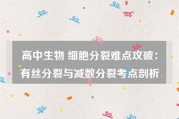 高中生物 细胞分裂难点攻破：有丝分裂与减数分裂考点剖析