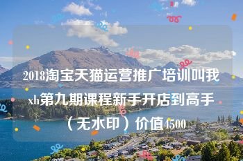 2018淘宝天猫运营推广培训叫我xh第九期课程新手开店到高手（无水印）价值4500