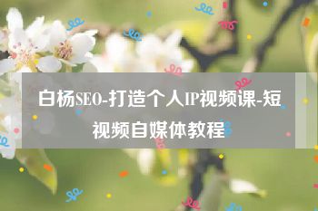 白杨SEO-打造个人IP视频课-短视频自媒体教程