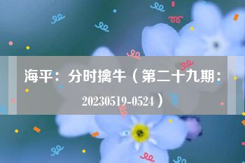 海平：分时擒牛（第二十九期：20230519-0524）