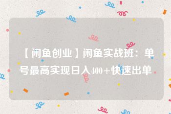 【闲鱼创业】闲鱼实战班：单号最高实现日入400+快速出单