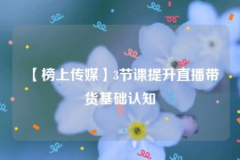 【榜上传媒】3节课提升直播带货基础认知