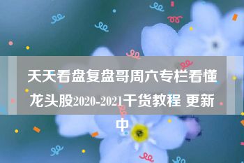 天天看盘复盘哥周六专栏看懂龙头股2020-2021干货教程 更新中