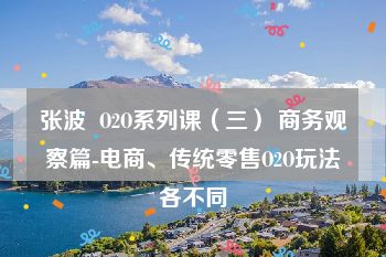 张波  O2O系列课（三） 商务观察篇-电商、传统零售O2O玩法各不同