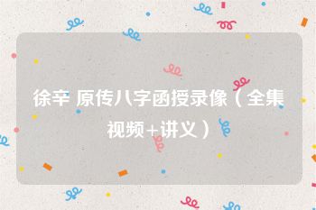 徐辛 原传八字函授录像（全集视频+讲义）