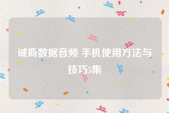 诚商数据音频 手机使用方法与技巧5集