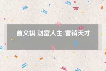 曾文祺 财富人生-营销天才