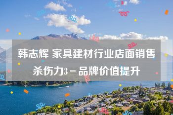 韩志辉 家具建材行业店面销售杀伤力3－品牌价值提升