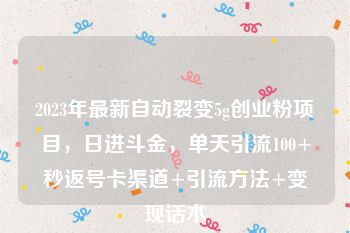 2023年最新自动裂变5g创业粉项目，日进斗金，单天引流100+秒返号卡渠道+引流方法+变现话术