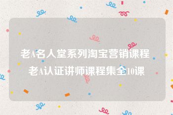 老A名人堂系列淘宝营销课程 老A认证讲师课程集全10课