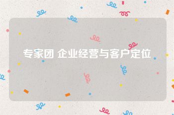 专家团 企业经营与客户定位