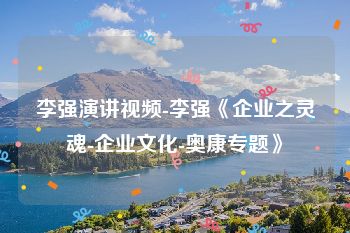 李强演讲视频-李强《企业之灵魂-企业文化-奥康专题》