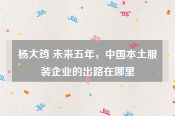 杨大筠 未来五年，中国本土服装企业的出路在哪里