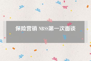 保险营销 NBSS第一次面谈