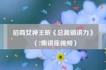 招商女神王昕《总裁销讲力》（7集讲座视频）