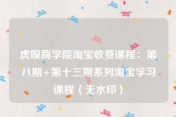 虎嗅商学院淘宝收费课程：第八期+第十三期系列淘宝学习课程（无水印）