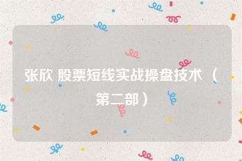张欣 股票短线实战操盘技术 （第二部）