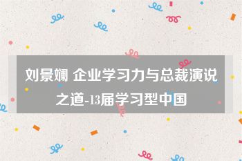 刘景斓 企业学习力与总裁演说之道-13届学习型中国