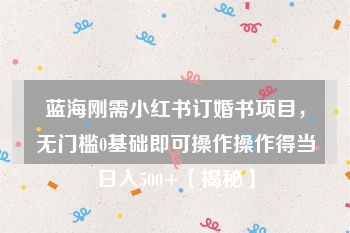 蓝海刚需小红书订婚书项目，无门槛0基础即可操作操作得当日入500+【揭秘】