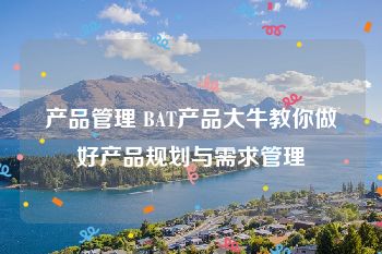 产品管理 BAT产品大牛教你做好产品规划与需求管理