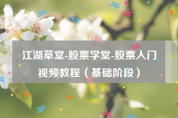 江湖草堂-股票学堂-股票入门视频教程（基础阶段）