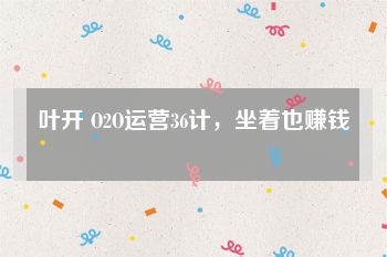 叶开 O2O运营36计，坐着也赚钱