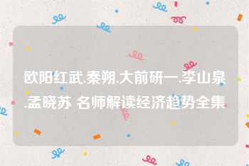 欧阳红武.秦朔.大前研一.李山泉.孟晓苏 名师解读经济趋势全集