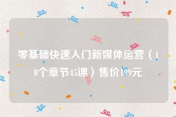 零基础快速入门新媒体运营（10个章节45课）售价199元