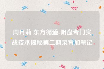 周月莉 东方循道-阴盘奇门实战技术揭秘第二期录音加笔记