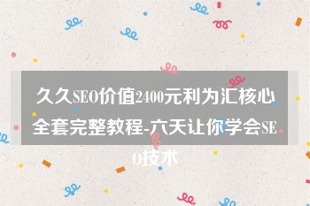 久久SEO价值2400元利为汇核心全套完整教程-六天让你学会SEO技术