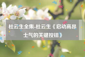 杜云生全集-杜云生《启动高昂士气的关键按钮》