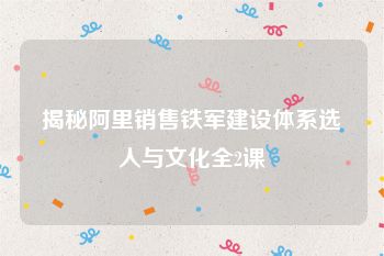 揭秘阿里销售铁军建设体系选人与文化全2课