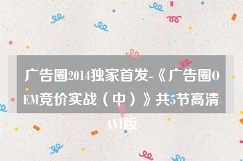 广告圈2014独家首发-《广告圈OEM竞价实战（中）》共5节高清AVI版