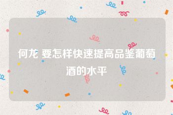 何龙 要怎样快速提高品鉴葡萄酒的水平