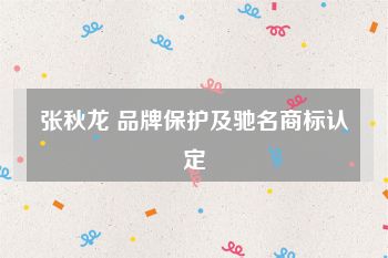 张秋龙 品牌保护及驰名商标认定