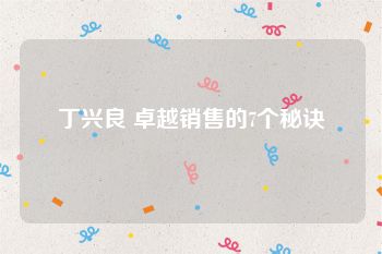 丁兴良 卓越销售的7个秘诀