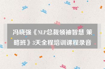 冯晓强《NLP总裁领袖智慧 策略班》3天全程培训课程录音