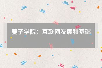 麦子学院：互联网发展和基础