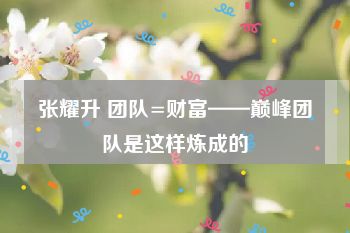 张耀升 团队=财富——巅峰团队是这样炼成的