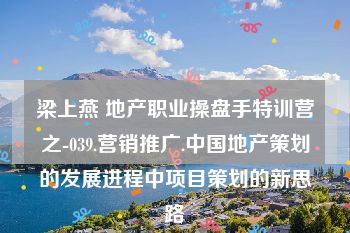 梁上燕 地产职业操盘手特训营之-039.营销推广.中国地产策划的发展进程中项目策划的新思路
