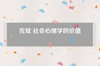 佐斌 社会心理学的价值