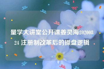 量学大讲堂公开课姜灵海20200824 注册制改革后的操盘逻辑