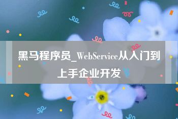 黑马程序员_WebService从入门到上手企业开发