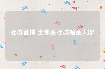 社群营销 全体系社群掘金大课