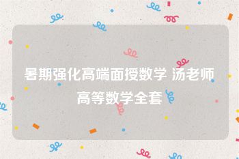 暑期强化高端面授数学 汤老师高等数学全套